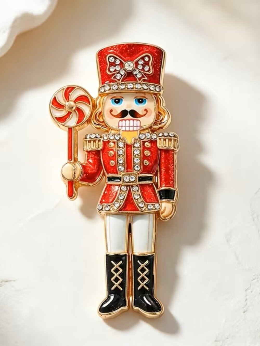 Rhinestone Lollipop Nutcracker Christmas Enamel Brooch Z4